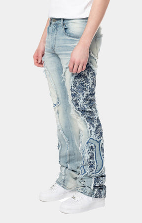 TAPESTRY ACCENT STACKED JEANS