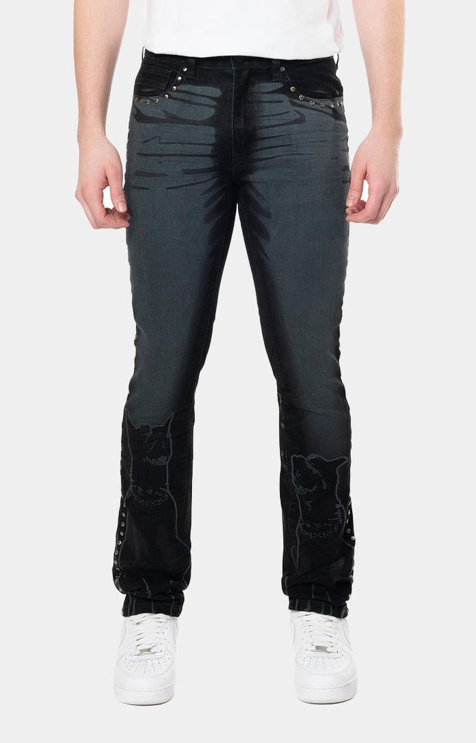 COLOR FLOCKED JEAN - DORSET BLACK