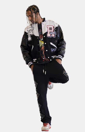 MIDNIGHT RODEO LEATHER VARSITY JACKET