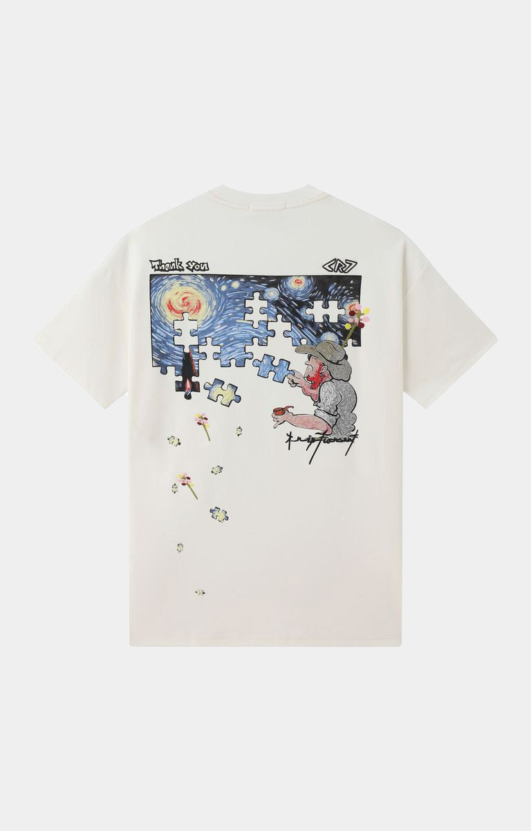 RAW PUZZLE-CREAM HEAVY COTTON TEE