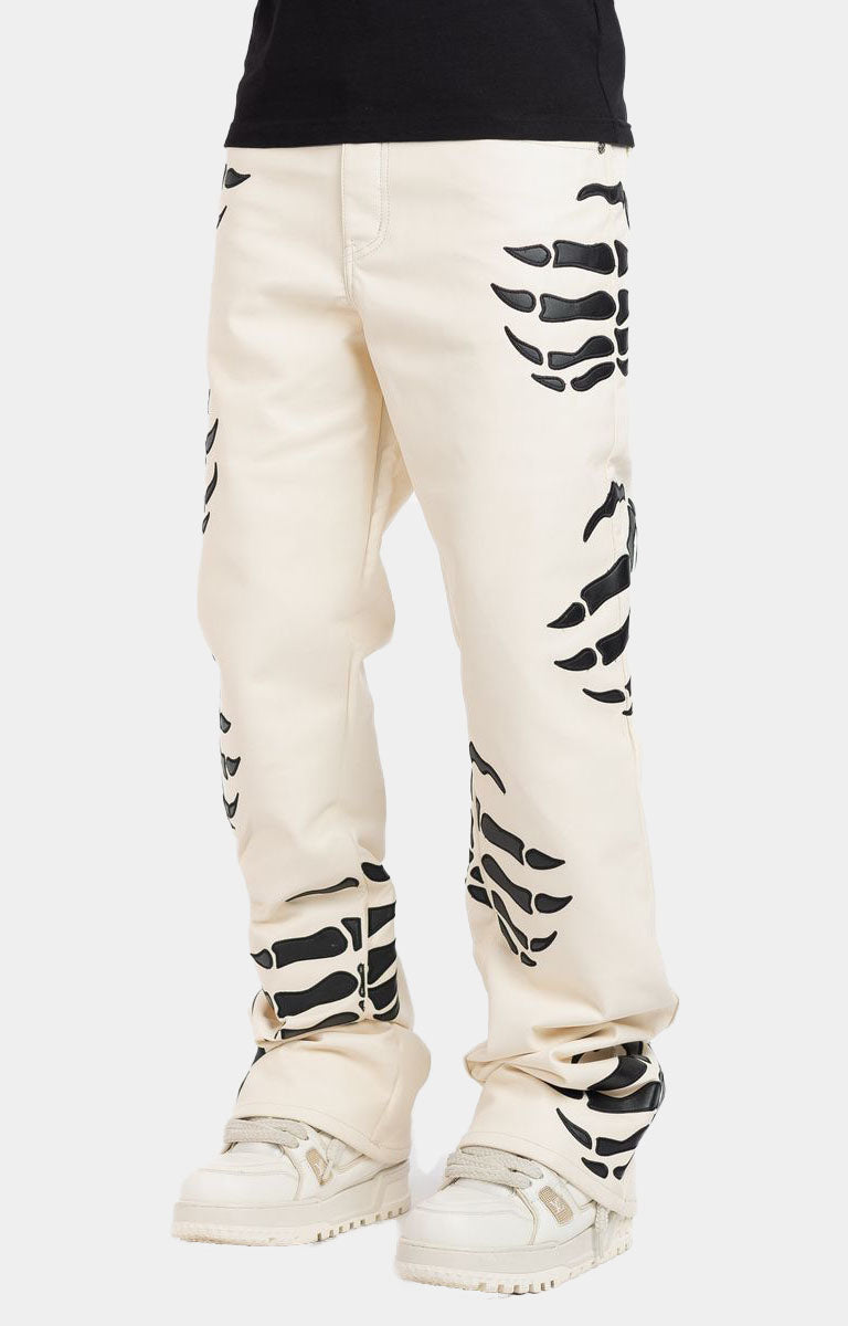 CREAM HELL DRAGGER LEATHER PANT