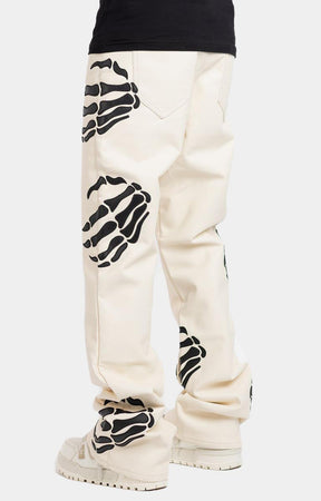 CREAM HELL DRAGGER LEATHER PANT