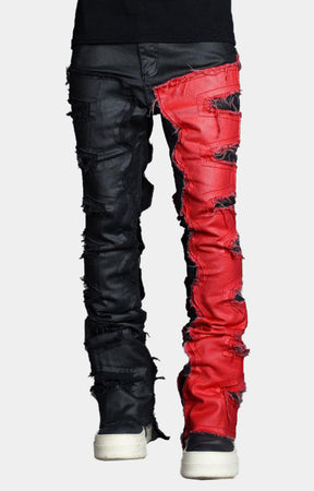 BLACK RED SPLIT DENIM V1