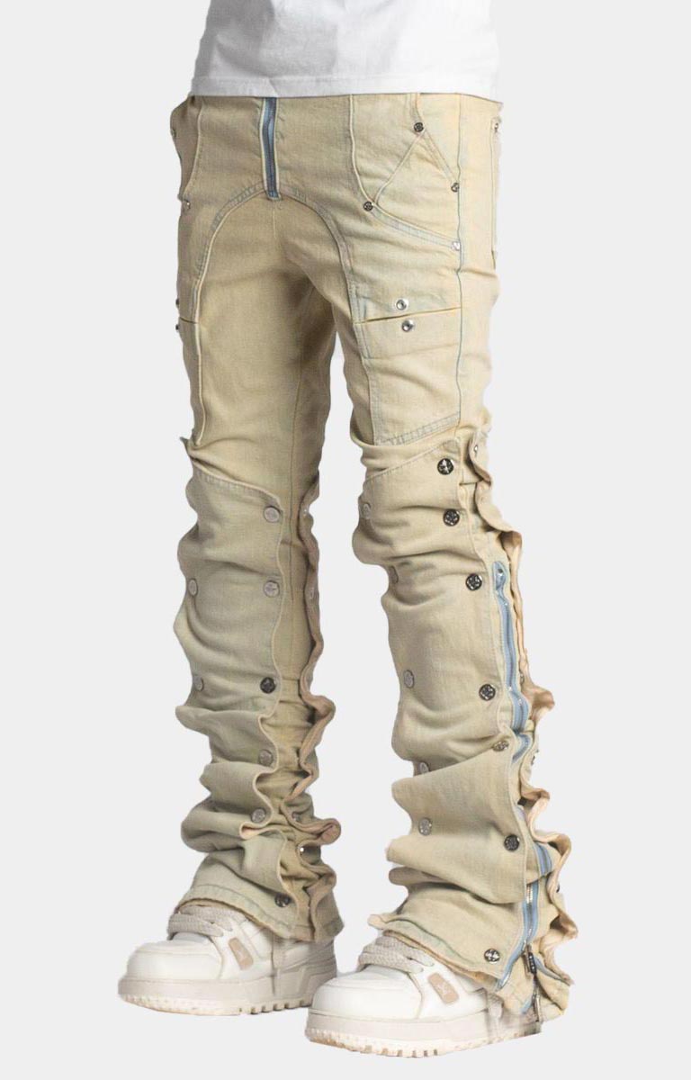 OYSTER STACKED PREMIUM DENIM